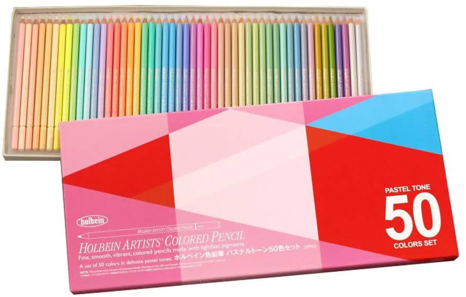 Holbein Artists Pastel Tone, 50 Colored Pencils Set OP936