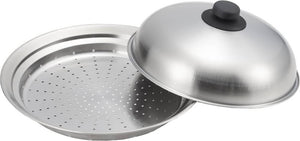 YOSHIKAWA Stainless Steel Japanese Steamer Plate with Dome – Compatible with 24-26 cm Frying Pans