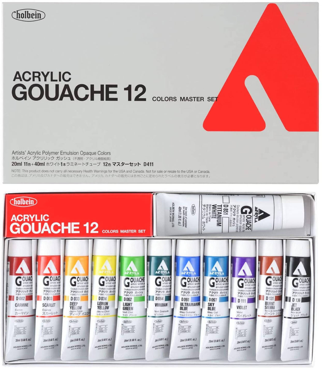 ACRYLIC Gouache 20ml D442 Pastel Colors 12 color set – Art Supplies Japan