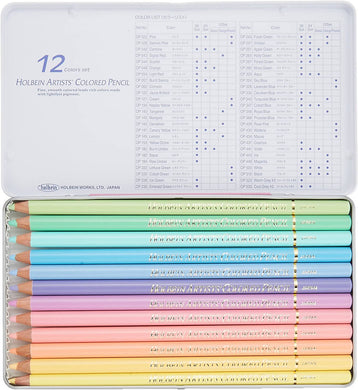 HOLBEIN Artists’ Colored Pencils – 12 Color Pastel Tone Set