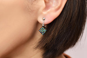 Shell Lacquer (Raden) Earrings – Cloisonné Cut Small – Green