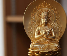 Load image into Gallery viewer, Takaoka Gold-Plated Buddha Statue – Dainichi Nyorai – 15.5 cm