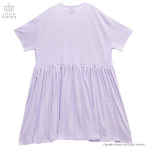 LISTEN FLAVOR Blue Jewel Morpho Gather One Piece Dress – One Size – Lavender – Straight Outta Harajuku