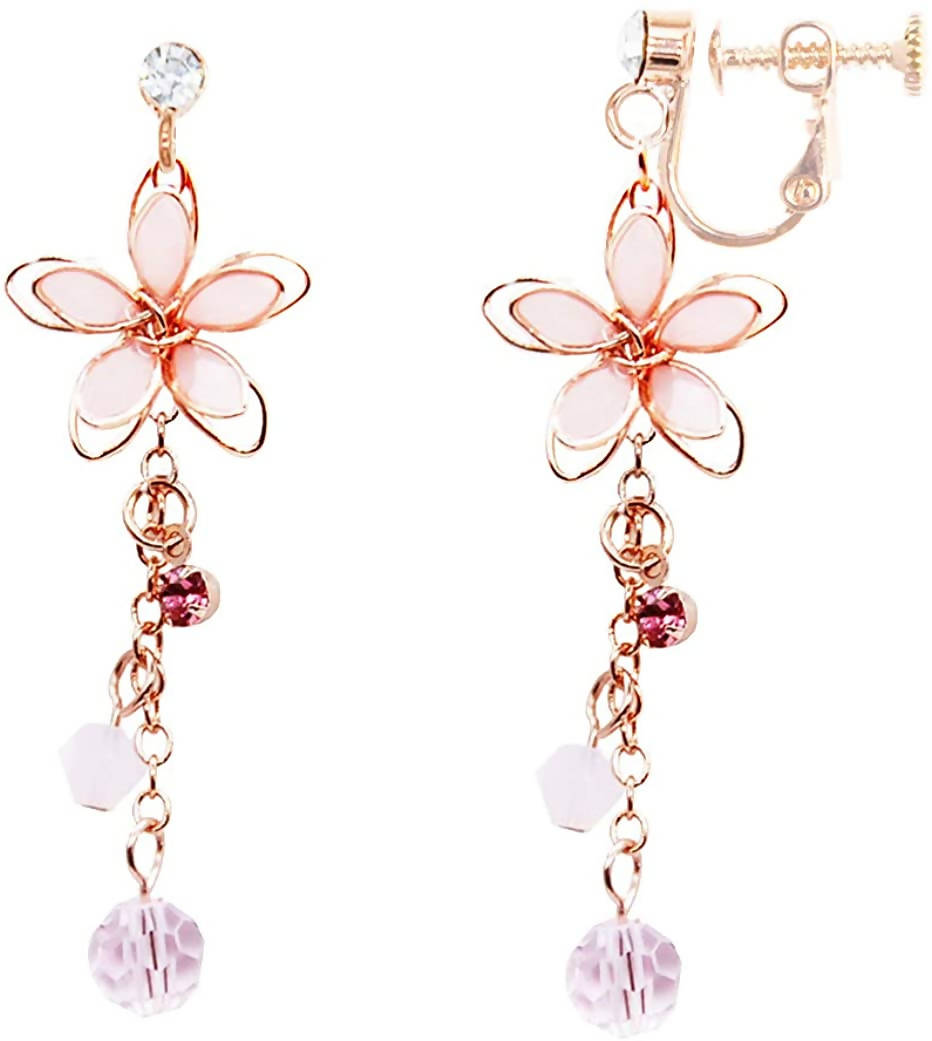 ONNFMH Kawaii Sakura Earrings – Pink – Pierced – Popular in Japan