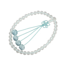 Load image into Gallery viewer, Kyoto Natural Crystal Women’s Prayer Beads with Riku Bonten Flower Knot – Light Blue