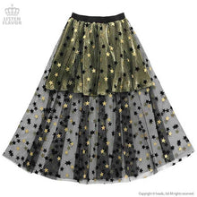 Load image into Gallery viewer, LISTEN FLAVOR Star Tulle Layered Skirt – One Size – Black &amp; Gold