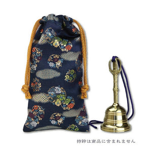 Koyasan Buddhist Drawstring Bell Purse – 21 cm – Nishijin Textile Garland Cloud Design