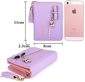 DAMILY Kawaii Purple & Pink Ladies’ Mini Wallet