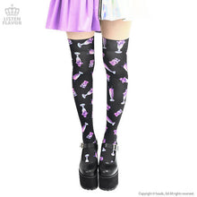 Load image into Gallery viewer, LISTEN FLAVOR Sweet Temptation Knee High – One Size – Black – Straight Outta Harajuku