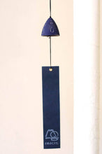 Load image into Gallery viewer, NANBU Ironware Iwachu Wind Chime – Dark Blue with Raindrop Pattern – Iwate Prefecture Traditional Crafts
