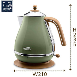Delonghi Electric kettle (1.0L) - ICONA Vintage Collection - KBOV1200J-GR (Olive green)