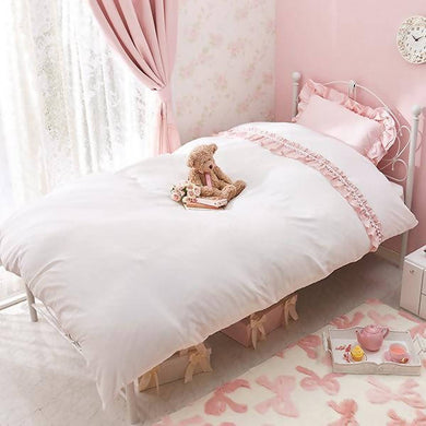 Romantic Princess (Romapri) Pompon Frill Comforter Cover – Single Bed Size – White