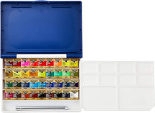 Load image into Gallery viewer, HOLBEIN Artist&#39;s Watercolors Set of 36 Half-Pans with Brush (Palm Box Plus) PN698