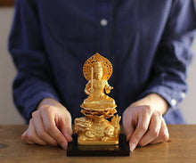 Load image into Gallery viewer, Takaoka Gold-Plated Buddhist Statue – Manjushri Bodhisattva – 15 cm