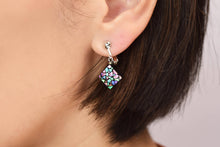 Load image into Gallery viewer, Shell Lacquer (Raden) Earrings – Stained Glass Small – Pink &amp; Green