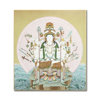Japanese Buddhist Art Print – Shikishi Paper – Senju Kannon Bodhisattva, Goddess of Mercy