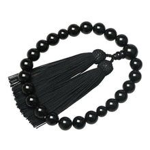 Load image into Gallery viewer, Japanese Buddhist Black Onyx Men’s Prayer Beads with Silk Fringe