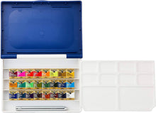 Load image into Gallery viewer, HOLBEIN Artist&#39;s Watercolors Set of 24 Half-Pans with Brush (Palm Box Plus) PN697