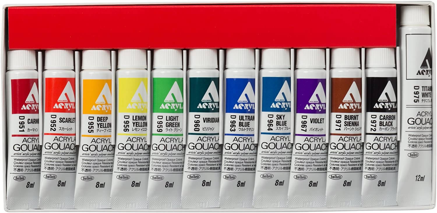 ACRYLIC Gouache 20ml D442 Pastel Colors 12 color set – Art Supplies Japan