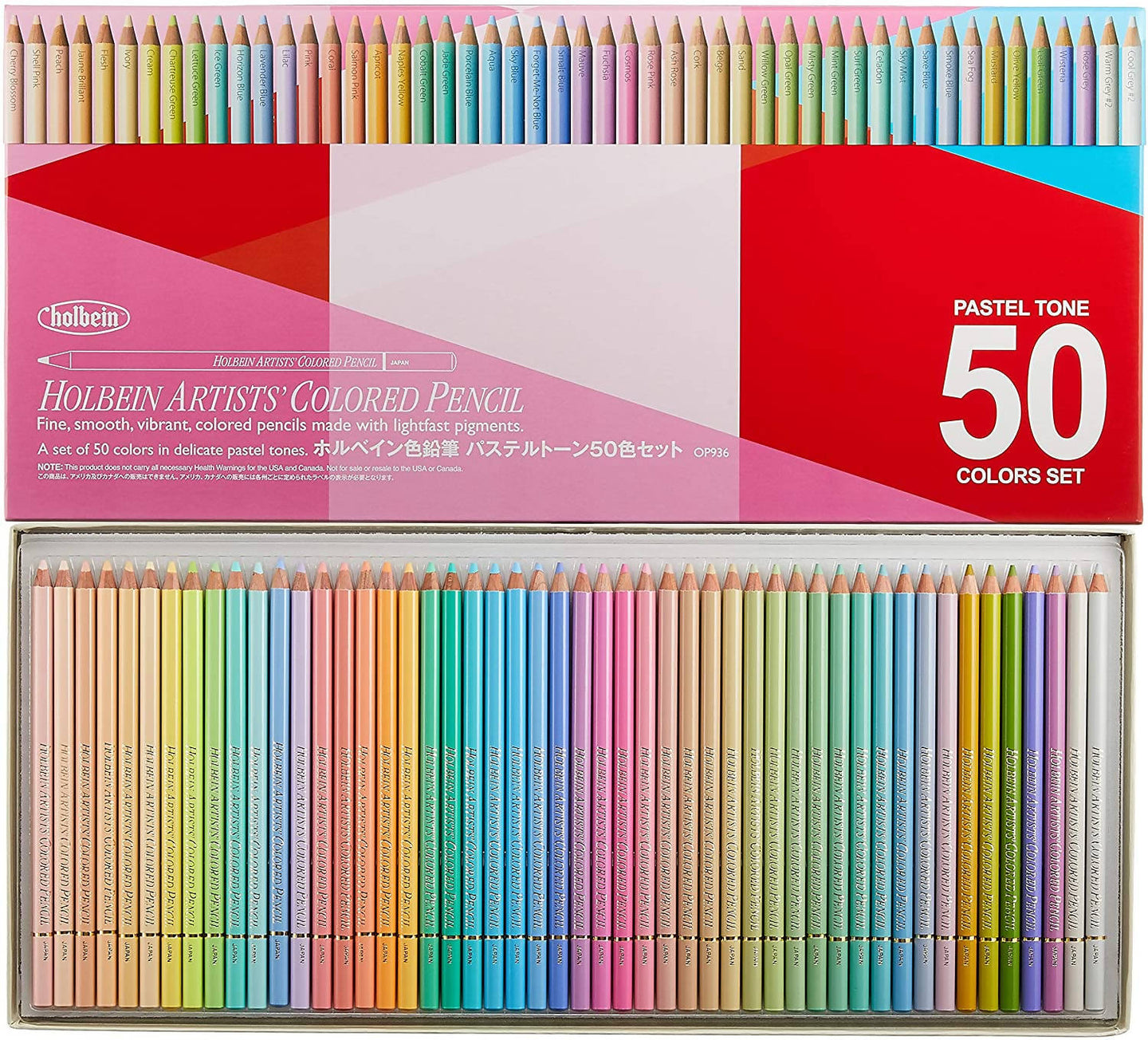 HOLBEIN Artists’ Colored Pencils – 50 Color Pastel Tone Set 20936