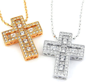 BLACK DIA Unisex Japanese Cross Necklace – Double Crosses – Silver Color