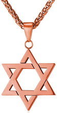 Load image into Gallery viewer, U7 Japanese-Brand Star of David Men’s Necklace - Stainless Steel Pink Gold Color