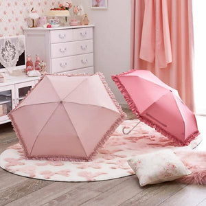 Romantic Princess (Romapri) Frilled Folding Mini-Umbrella – Rose Pink