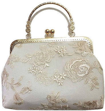 C-astle 2-Way Clutch Shoulder Bag – White Wedding Lace Design