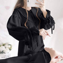 Load image into Gallery viewer, GERGEOUS Long-Sleeved One-Piece Dress – Mori Girl – Kawaii Ribbon – Black