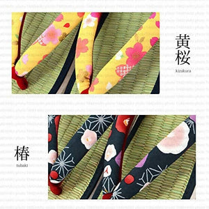 TAKEHARU Women’s Traditional Japanese Tatami Setta Sandals – Tsubaki Navy Pattern (32)