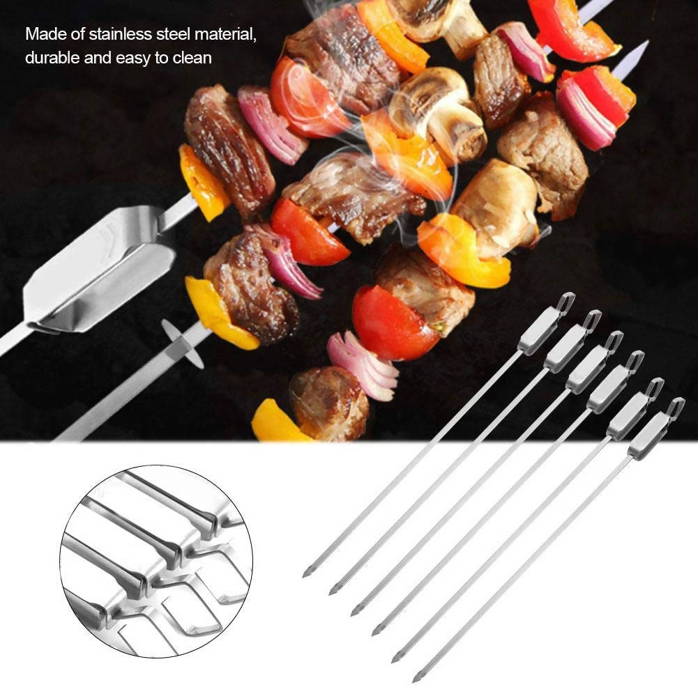 Easy Slide Lock BBQ Skewers – 6 Pieces – New Japanese Invention Featured on NHK TV!