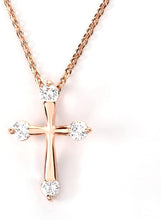 Load image into Gallery viewer, MIAOMYAO Pink Gold Zirconia Ladies Cross Necklace