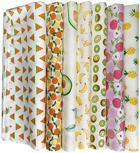 DIY Cotton Cloth Kawaii Fruit Prints – 7 Pieces (46cm x 56cm Each)