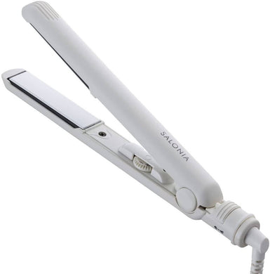 Salonia SL-010SW Mini Ceramic Straight Hair Iron – Max 210 ℃ - With Heat Resistant Pouch – White