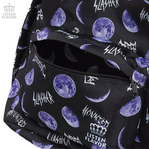 LISTEN FLAVOR Metal Moon Pattern Backpack – Black – Straight Outta Harajuku