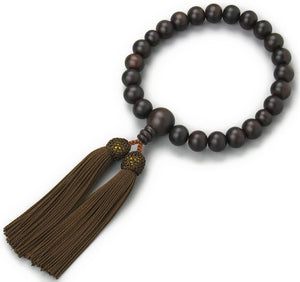 NENJUDO Japanese Buddhist Men’s Rosary – Ebony Wood, 22 Balls, with Rosary Bag