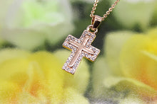 Load image into Gallery viewer, MIAOMYAO Pink Gold Zirconia Ladies Cross Necklace - Double Layered