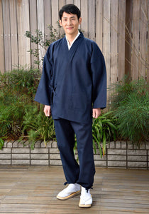 Japanese Zen Buddhist Monk Men’s Work Clothing – Slab Samue – Authentic and Used in Japanese Temples – Spring/Summer Fabric Thickness – Black