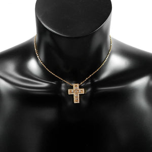 BLACK DIA Unisex Japanese Cross Necklace – Double Crosses – 18K Gold Plated
