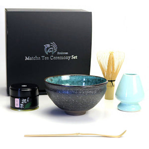 Houkouen Matcha Tea Ceremony 6-Piece Set – Blue Cave Chawan (Tea Bowl)