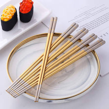 Load image into Gallery viewer, BUYER STAR Stainless Steel Japanese Chopsticks – Gold Color – Set of 5 – 23cm