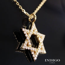 Load image into Gallery viewer, INDIGO Japanese Unisex Star of David Necklace – 18K Gold Coated Sterling Silver &amp; White Gold Zirconia