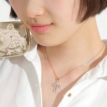 Load image into Gallery viewer, MIAOMYAO Pink Gold Zirconia Ladies Cross Necklace - Double Layered