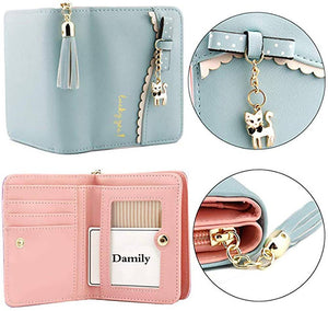 DAMILY Kawaii Pastel Blue & Pink Ladies’ Mini Wallet