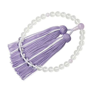 Kyoto Crystal & Fujinseki Stone Women's Prayer Beads with Silk Fringe – Wisteria Color