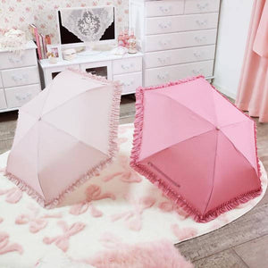 Romantic Princess (Romapri) Frilled Folding Mini-Umbrella – Rose Pink