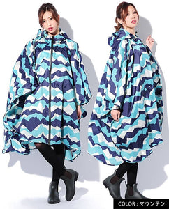 COLOR SHOP Kawaii Women’s Rain Poncho – Mountain Pattern