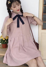 Load image into Gallery viewer, GERGEOUS Ladies’ Short Sleeve Pink Dress with Ribbon – Mori Girl