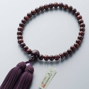 TAKITA SHOTEN Japanese Buddhist Women’s Rosary – Glossy Rosewood with Silk Tassel and Rosary Bag