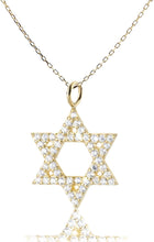 Load image into Gallery viewer, INDIGO Japanese Unisex Star of David Necklace – 18K Gold Coated Sterling Silver &amp; White Gold Zirconia